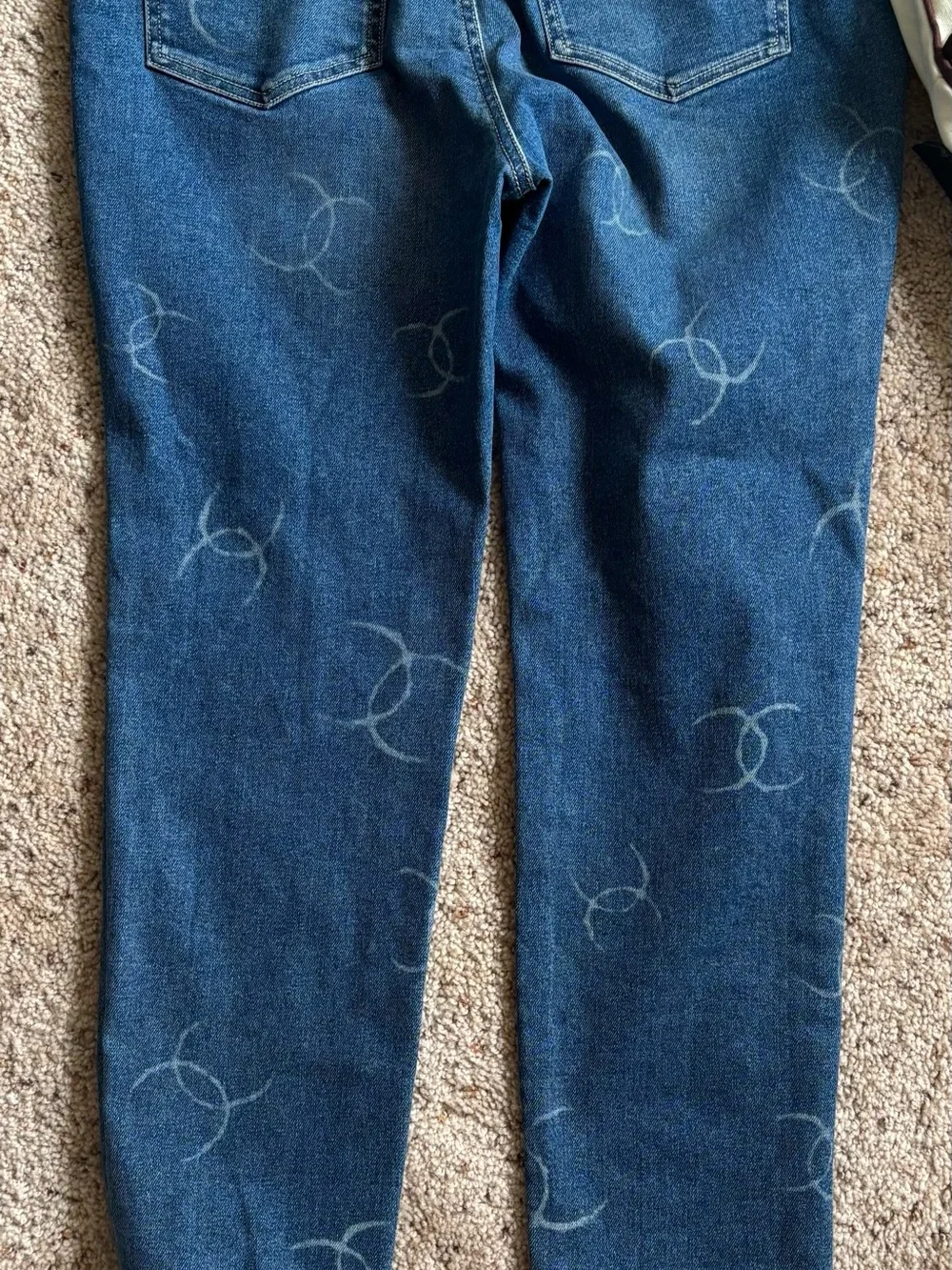 Chanel CC Logo Denim Straight Leg Jeans Size 42